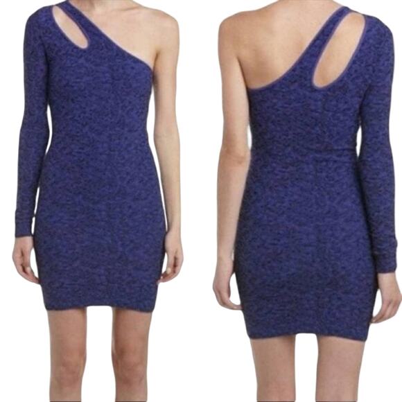 BCBGeneration XS/S Purple Cutout One Shoulder Long Sleeve Bodycon Mini Dress - Picture 1 of 6